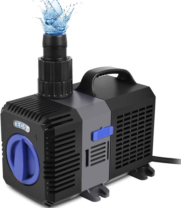 Akvarium dränkbar pump, 10W, 600L/h, högt tryck med munstycke