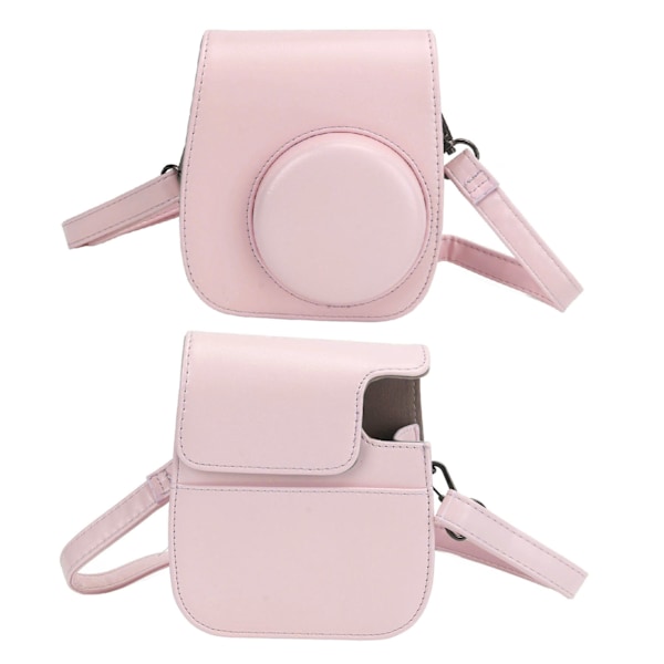 Mini Instantkamera Beskyttende Taske PU Etui til Fujifilm Instax Mini 12 med Albumfilter Farverige Hængende Rammer Stickers Rosa