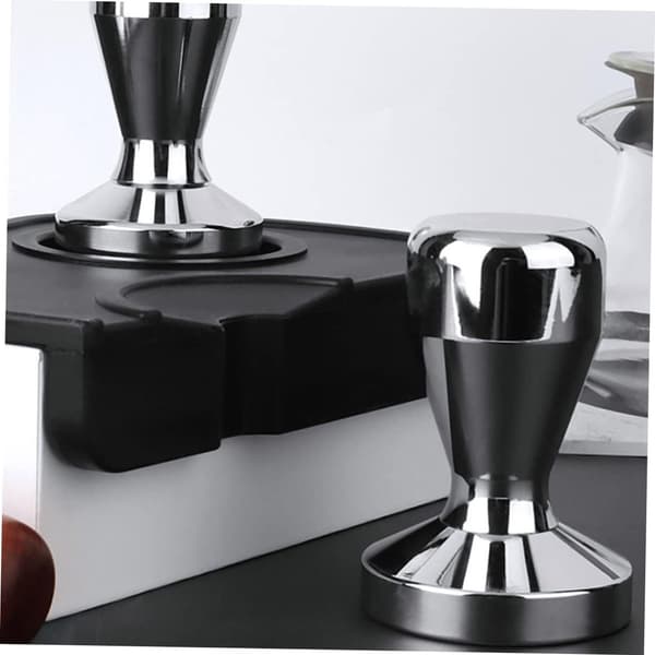 Kaffetamper, espressobønnetamperbase i rustfritt stål, espressotamper (sølv (49 mm))