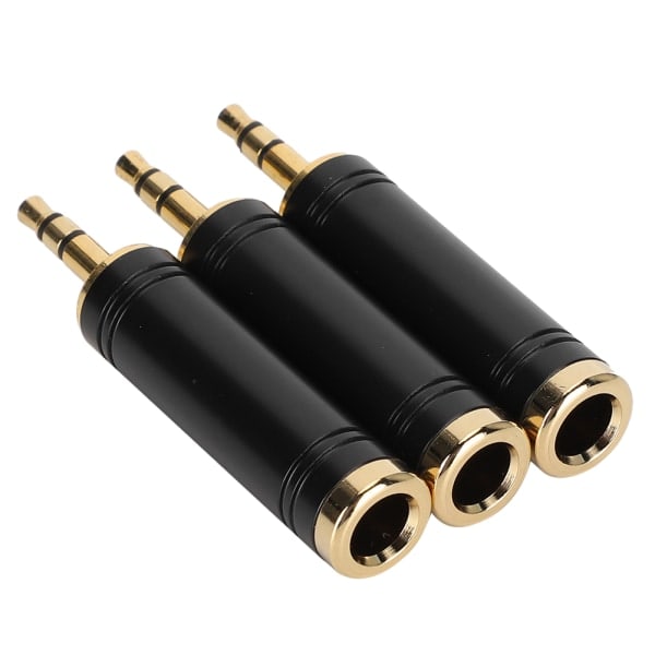 3 kpl Stereo Metal Audio Adapter 3,5 mm uros - 6,5 mm naaris mobiilipuhelimille ja tietokoneelle Musta