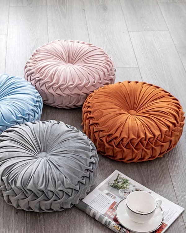 Pyntepuder - Bløde puder - Stueindretning - Unikt 3D-design - 38 cm diameter - Pink