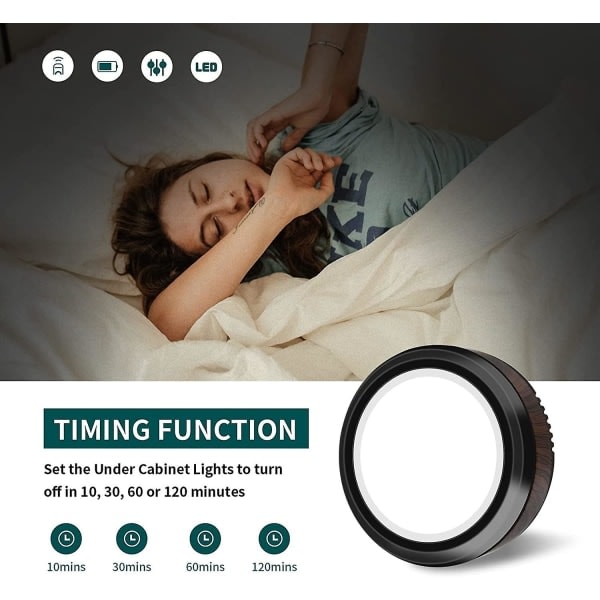 Batteridrevet basebelysning. LED Puck-lys med fjernkontroll – gave