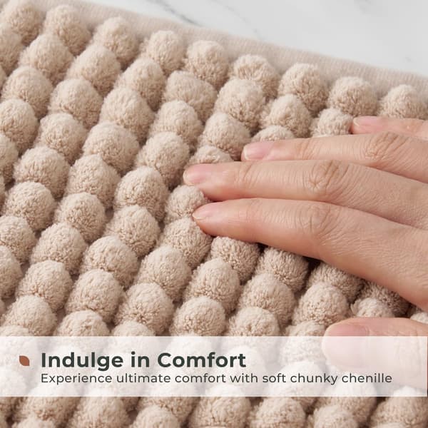 Chenille sklisikker absorberende baderomsmatte, 50*80cm, kort luv, tåkeblå.