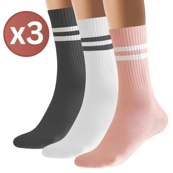 ING Halkfria strumpor för dam - 3-pack - Vit, Rosa, Svart
