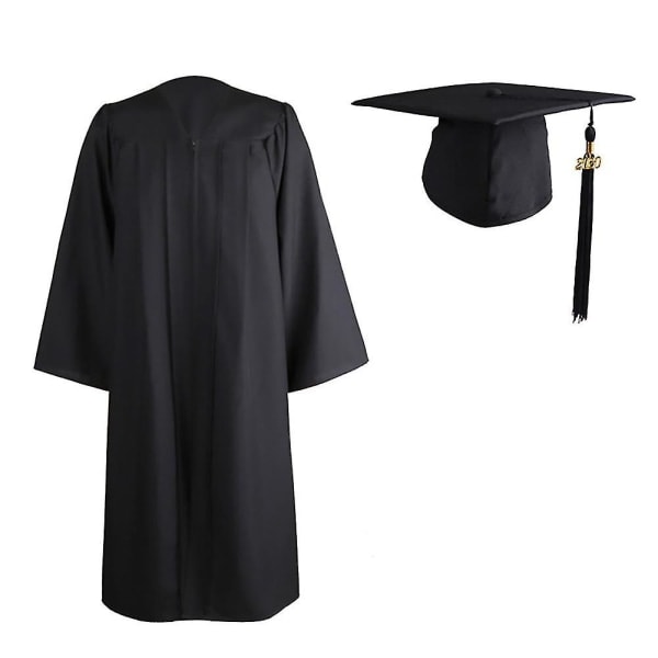 2022 Adult Zip Closure University Academic Graduation Dress Mortarboard Cap Black M