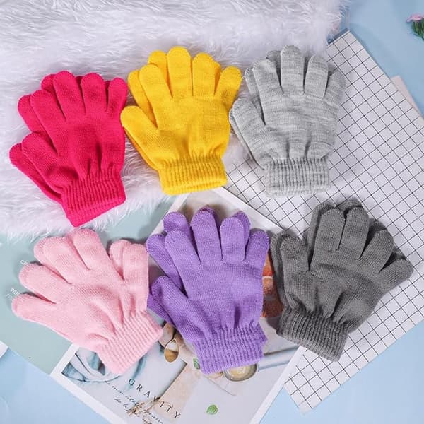 Unisex Vintervantar för Barn, Handskar Vinter, 12-pack, Vinterset, Varma, Töjbara, Ljusrosa