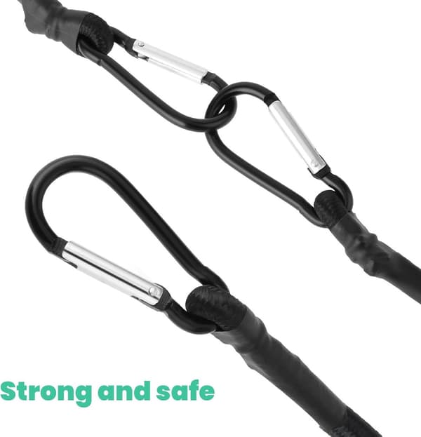 4-delt sæt - Bagagestropper - 30 cm elastisk snor med karabinhage - Bindestropper - Karabinhage elastisk snor - Udtrækkelig snor -