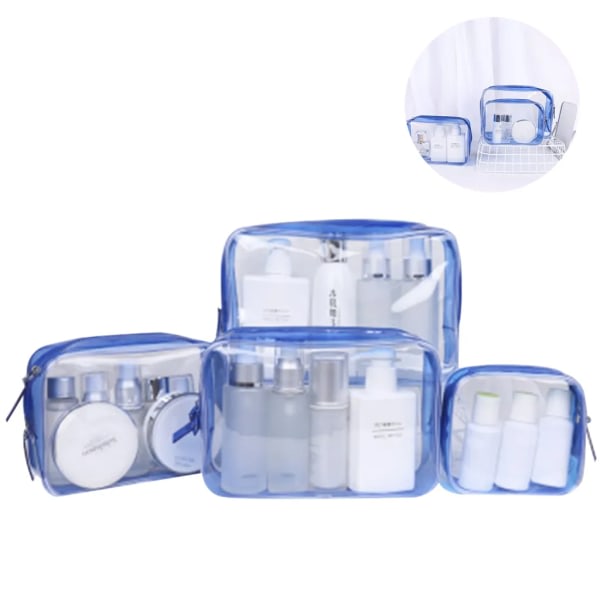 Transparent Toiletry Bag 4-Pack Flygplan PVC Kosmetisk Väska Vattentät Kosmetisk Väska Transparent Reseset Toiletry Bag för Män Kvinnor Barn Hem