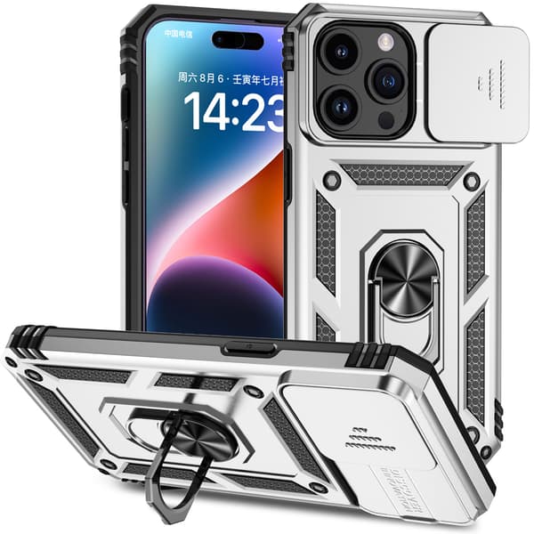 iPhone 16 Pro Max mobilskal med stativ, silver