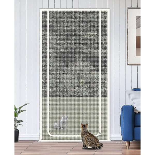 Ovi sopii ovien kokoon 90cm x 210cm, Paksuuntunut kestävä lemmikkieläinten hyttysverkkoovi koirille kissoille hyttysille, sopii olohuoneeseen, makuuhuoneeseen, keittiöön, terassille...