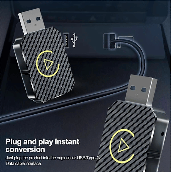 2-i-1 Trådløs CarPlay Adapter Android Auto Trådløs Adapter Smart Mini Boks USB Dongle Plug and Play WiFi Hurtig Forbindelse silver