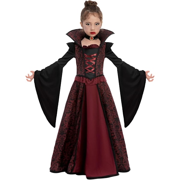 Spooktacular Creations Kuninkaallinen Vampyyriasu Tytöille, Halloween-juhliin, Roolipeliin, Karnevaaliin, Cosplay-vampyyriteemajuhliin 120CM