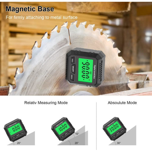 Magnetisk Digital Vinkelmätare, LCD-Display Inclinometer, Absolut och Relativ Vinkelmätning