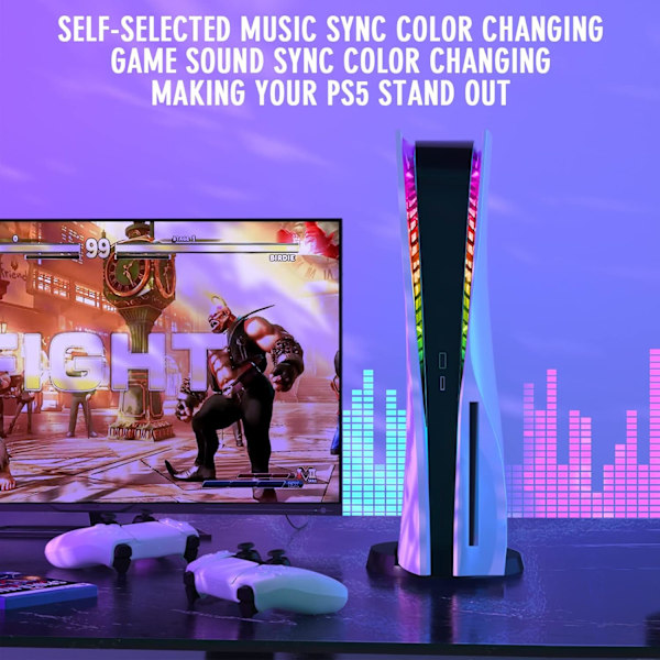 LED-belysning for PS5-konsoll, Playstation 5 LED-lys DIY-dekorasjon
