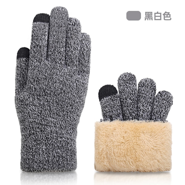 Thickened warm touchscreen knitted gloves in winter