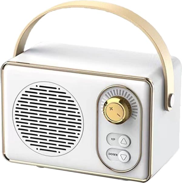 Högkvalitativ Retro Bluetooth-högtalare, Bluetooth-högtalare, med Ultralång Batteritid, Vit