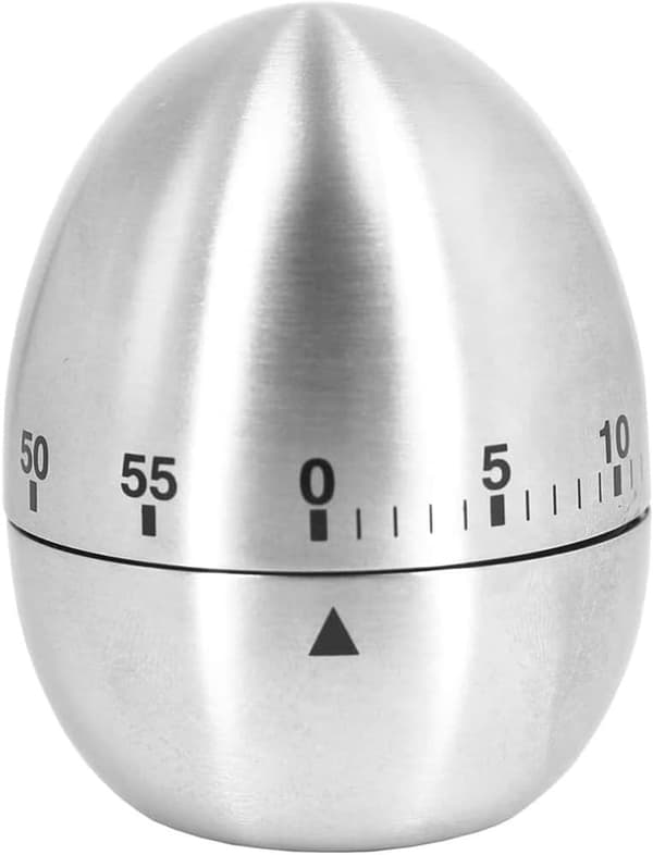 Ei Kjøkkentimer - Rustfritt Stål - Mekanisk Roterende - 60 Minutter - Timer - Egnet for kjøkken, matlaging, arbeid og studier.
