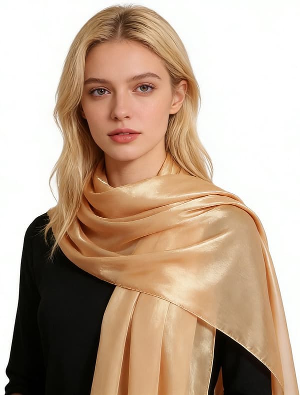 Satengsjal/-skjerf for kvinner til bruder, bryllup og aftenkjoler, 200x70 cm, sølvgrått, gave