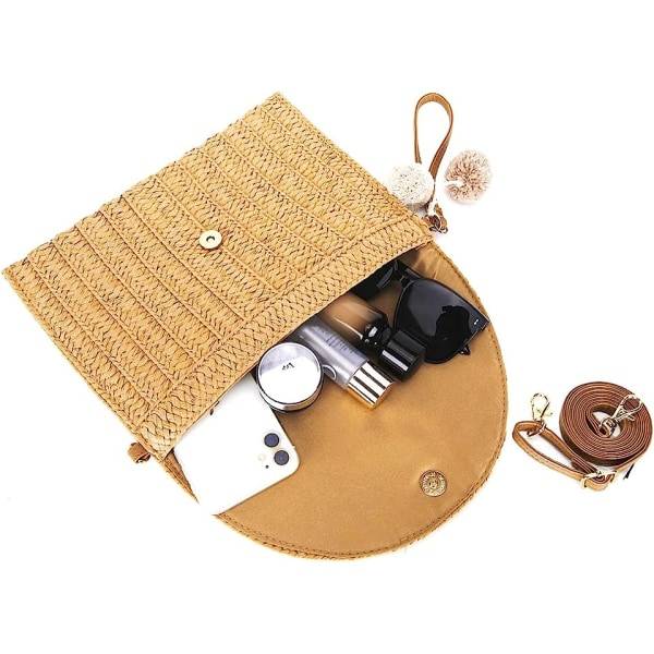 Halmpose til kvinder clutch taske retro lille messenger skuldertaske