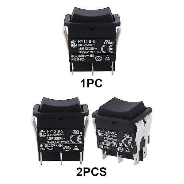 Hy12-9-3 Lille Industriel På Av Sikker Bøjning Enkelpolet Vippebryder Trykknap 2PCS