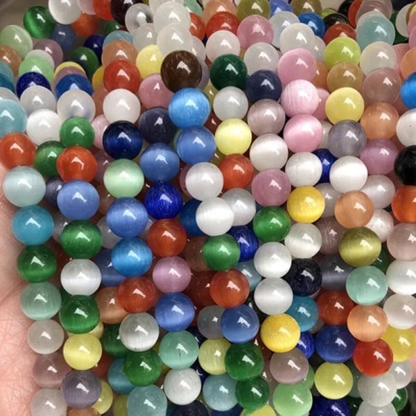 Natursten Pink Hvid Månesten Katteøje Perler Til Smykkefremstilling Glatte Løse Spacer Perler Opal DIY Charm Armbånd Halskæde Blandede Farver