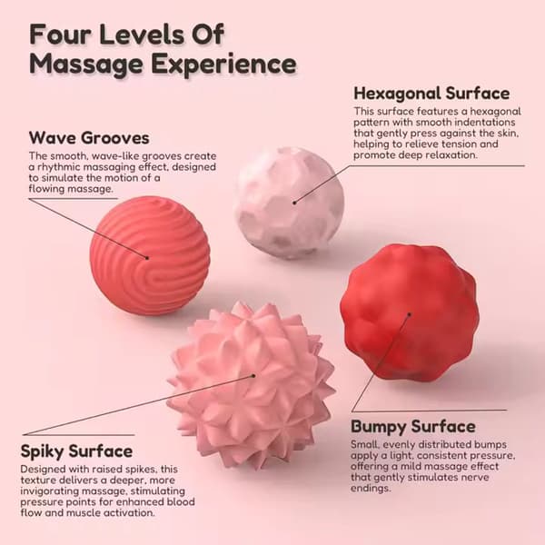 4 Pink/Røde Stressbolde - Sensorisk Øvelse