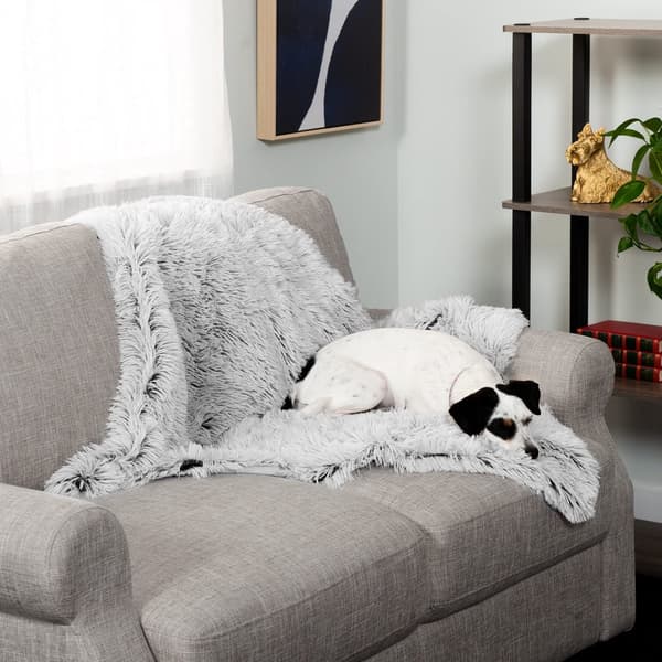 Plys kæledyrssofapude, 127×100×5cm, til katte- og hundesenge og sofaer, lysegrå.