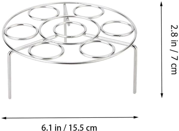 Dampstativ for egg i rustfritt stål (2-delt sett), multifunksjonelt dampstativ for trykkokere og kjeler, sølv.