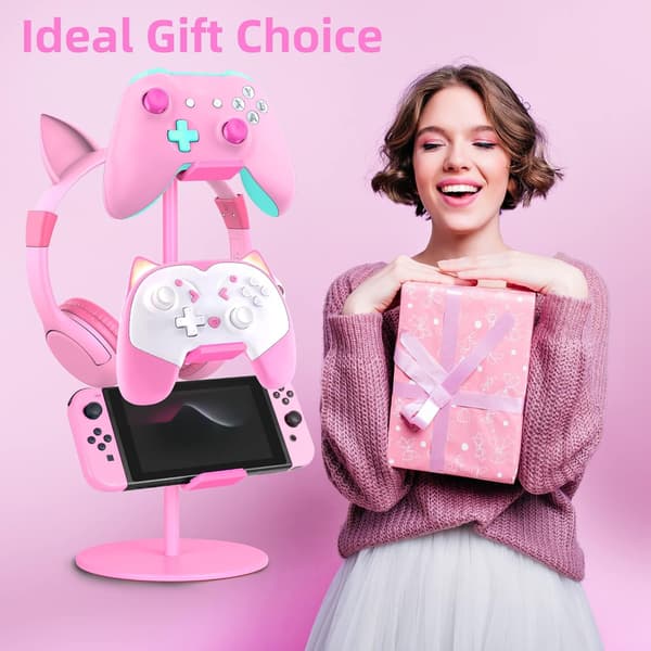 Justerbart spilcontroller stativ - Pink stativ til Xbox, PS4, PS5 og Switch