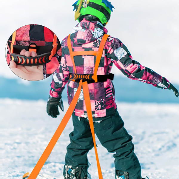 Børneski- og Snowboard Sikkerhedsrem, Genanvendelig Ski Træningsvest og Skulderrem til Småbørn, Ski Bælte, Orange