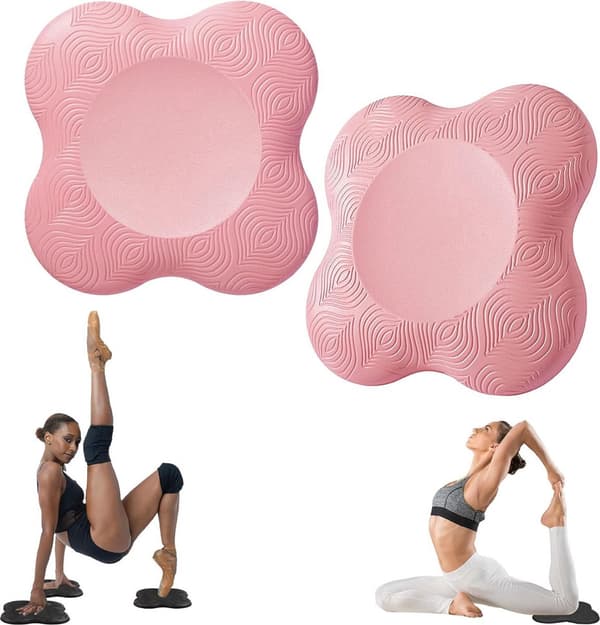 Yogaknäskydd (2-pack, rosa), 20×20×2cm, stödjer knän, armbågar och handleder.