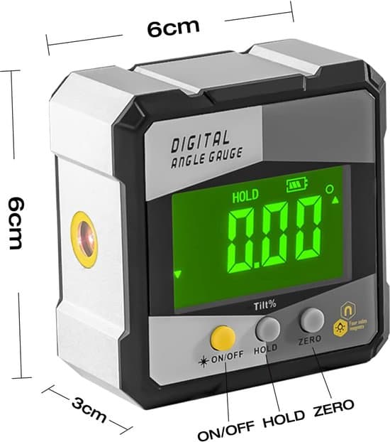 Digital vinkelmåler - 360° magnetisk vaterpas - LCD-display - med opbevaringspose