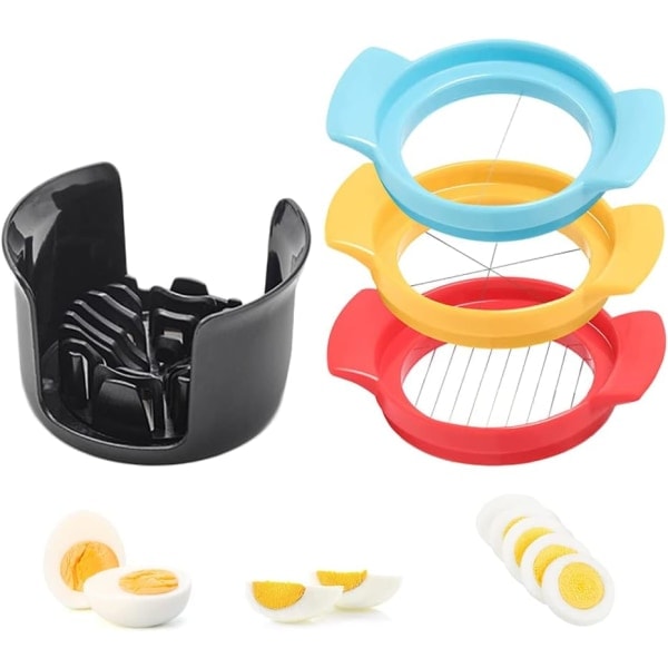 3 i 1 Egg Slicer - Egg Separator i Rustfritt Stål - Perfekt for å Skjære Hardkokte Egg med Presisjon