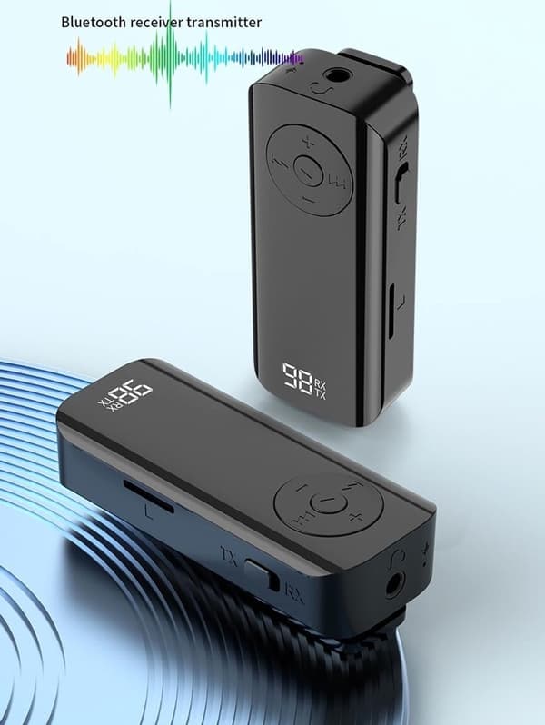 Bluetooth-senderkobling Bluetooth-adapter 2-i-1 Bluetooth 5.3-sender og mottakerkobling 3,5 mm med skjerm og reversklipsdesign