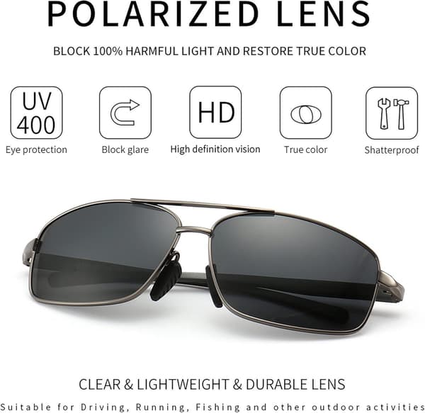 Z Solglasögon - UV400 Skydd - Ultralätta - Rektangulära - Polariserade - Herrstil