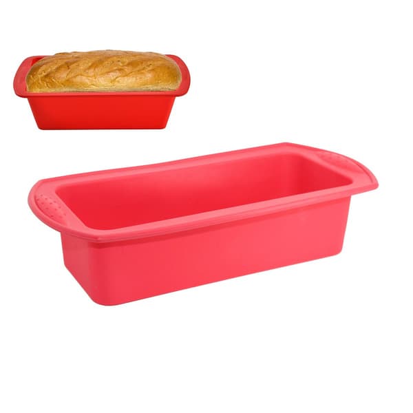 Rektangulær non-stick silikon toastform, for hjemmebaking, rød
