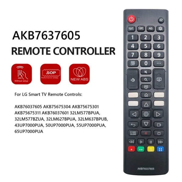Fjärrkontroll för LG AKB7637605 AKB75675304 AKB75675301 AKB75675311 AKB76037601 AKB76037605 50UP75006LF 43UP7000PUA