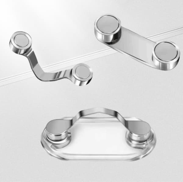 Magnetisk glasögonklämma, 4 delar, restfri, silver/svart