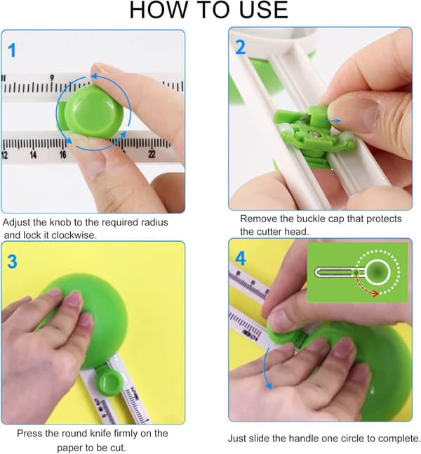 Grønn roterende sirkelformet papirkutter for scrapbooking, kortlaging