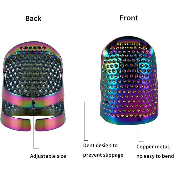 4 kpl Metalliset Kupariset Ommeltavat Sormussuojat, Säädettävät Sormussuojat Ompelemiselle, Peittotyölle ja Käsitöille, DIY-Ompelemisvälineet ja Tarvikkeet