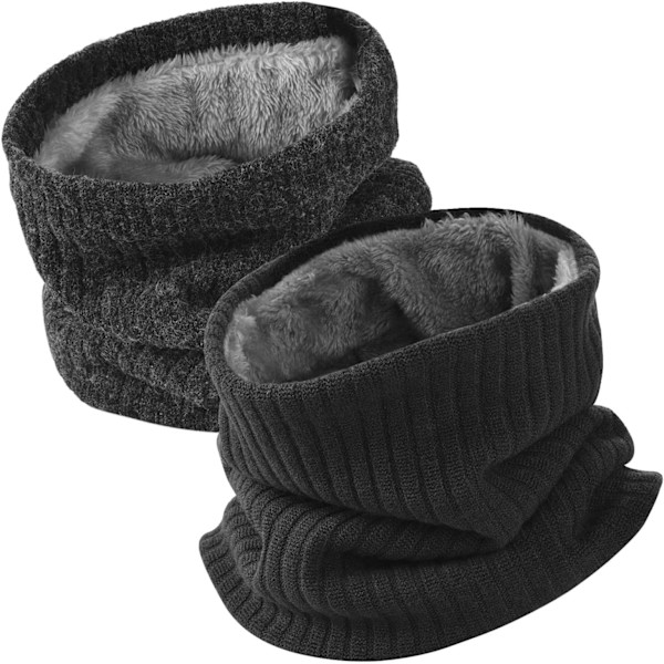 Mørkegrå Snood Halsvarmer, Fleece Rørformet Vindtett Halsduk for Menn og Kvinner, Varmt og Koselig for Vinteridrett, Sykling og Ski Gray + black