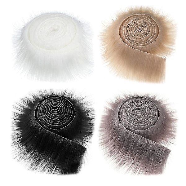 4 stk. Kunstig Pelsbånd Stof Shaggy Pels Stoffer DIY Håndværk Fluffy Strimler