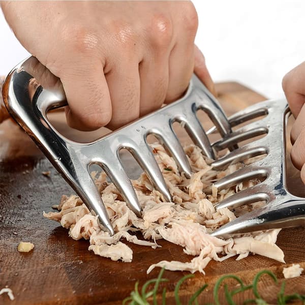 Pulled pork kødkloer, køddeler i rustfrit stål til udskæring, holdbart grillbestik til at gribe og hakke kød, gaveidé
