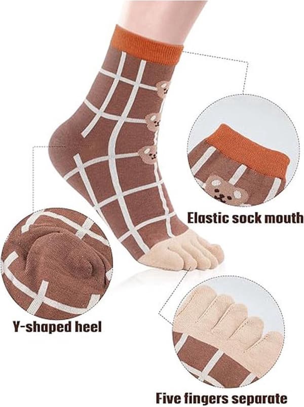 Dam Split-Toe Strumpor 6-Par Pack 100% Bomull Yoga Strumpor Släta Tåsömmar Inga Irriterande Sömmar Split-Toe Strumpor Dam Löpar Split-Toe Strumpor Sport