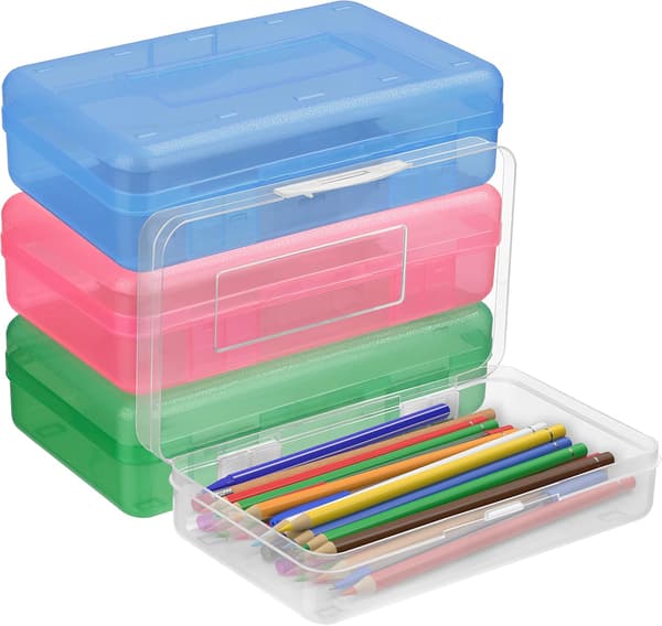 Plastpennfodral (set om 4) - L20 x B11,5 x H5,5 cm - Stor