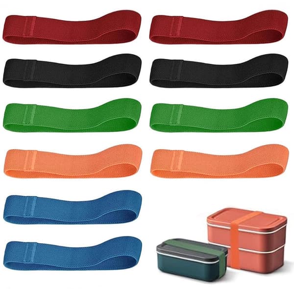 10-pak bento-bokse med elastiske stropper, perfekte til udendørs camping og picnics, fås i 5 farver.