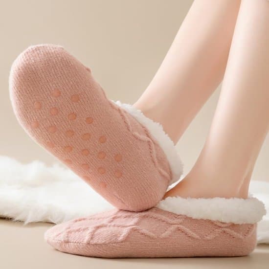 Hjemmesko og sokker til kvinder - Varme vintergulvsokker - Bløde sokker - Ekstremt behagelige hjemmesko til kvinder - One size - Sort