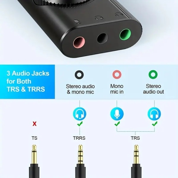 USB-ääniadapteri, USB-äänikortti, ulkoinen äänikortti äänenvoimakkuuden säätimellä