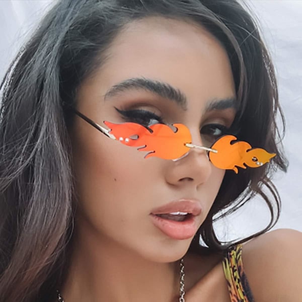 Fashion Flame Solbriller 3 stk. Bølge Solbriller Spejlglas Kantløse Solbriller, Nye Briller Til Unisex Voksen