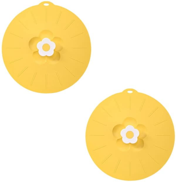 Blomsterformede silikone madopbevaringslåg (2-delt sæt), 27,5 cm, varmebestandige, lyserøde.